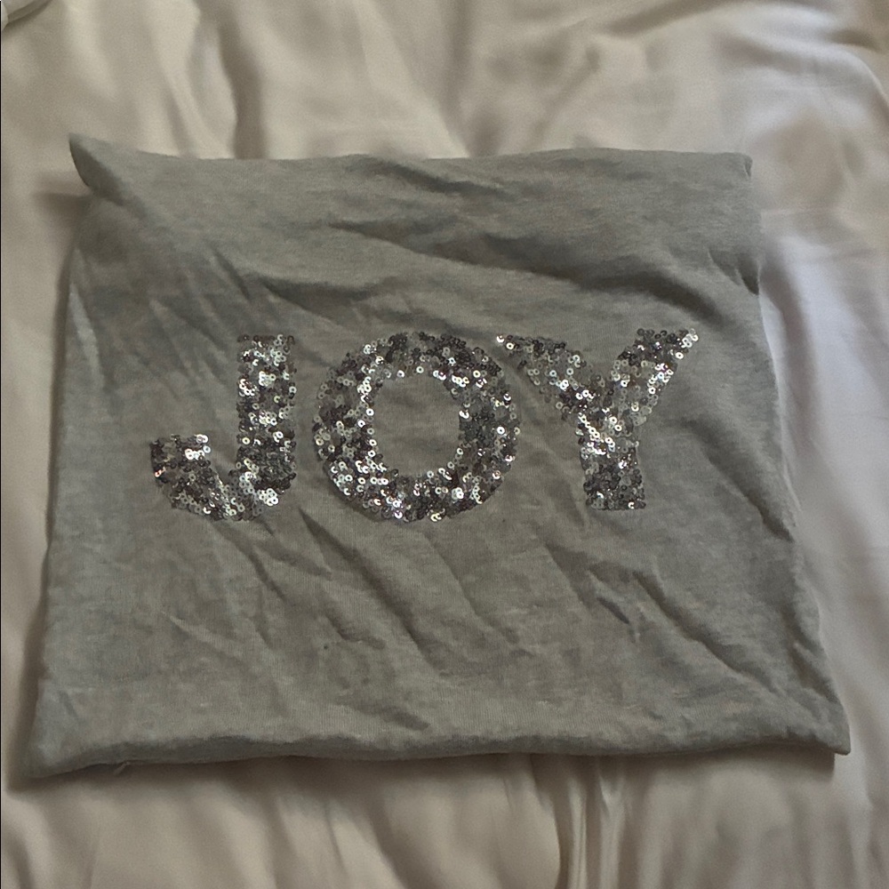 Gray Sequin 'JOY' pillow cover